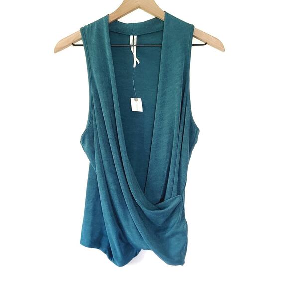 NEW Anthropologie Teal Draped Blouse Top - Large - Picture 4 of 6